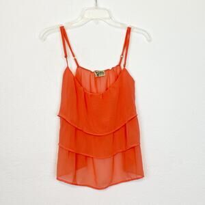 Show Me Your Mumu Spaghetti Strap Ruffle Tank Orange Small